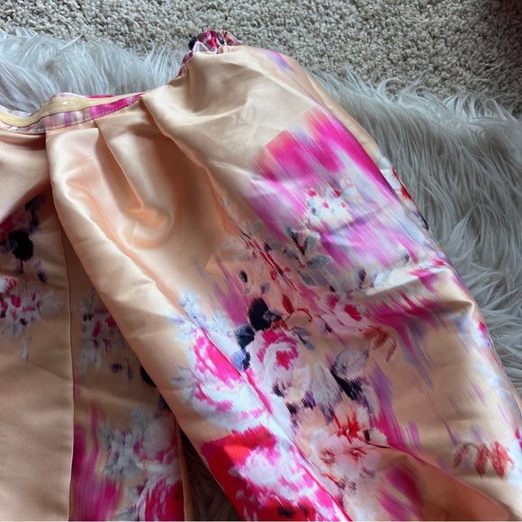 ASOS Pink and Orange Floral Puff Sleeve Off Shoulder Mini Dress size 2 XS NWT - Picture 12 of 12